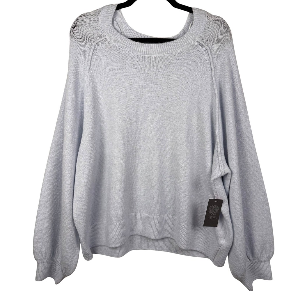 Vince Camuto Sweater Top Womens XL Frozen Blue Knit Pullover Oversized NWT NEW - Picture 4 of 12